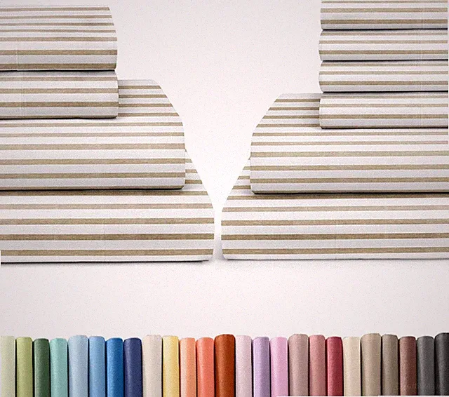 10 Piece Queen Bed Sheet Set - Beige Stripes