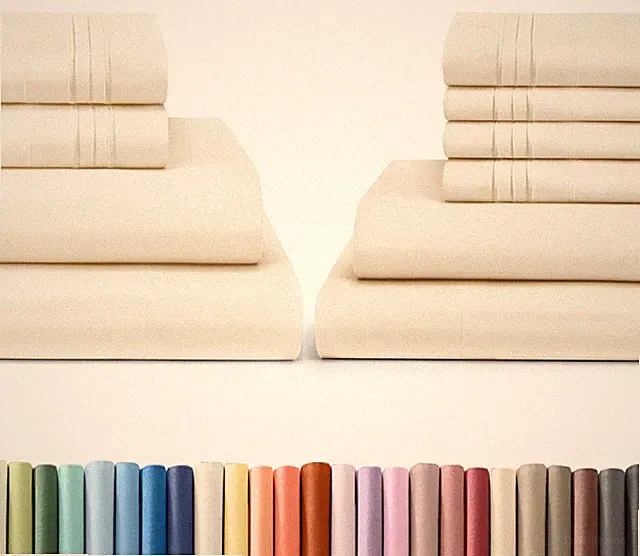10 Piece Queen Bed Sheets Set - Off White Luxury Bedding