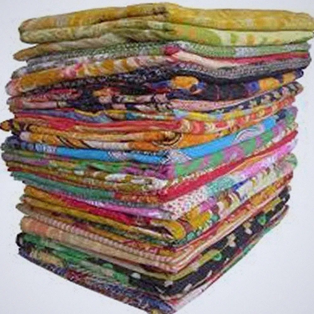 10 Pieces Mix Lot of Indian Tribal Kantha Quilts Vintage Cotton Bed Cover Thr...