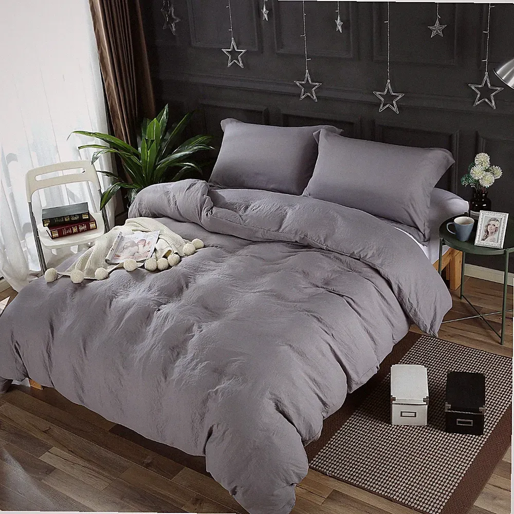10 Queen Size Dark Gray Microfiber Bedding Sets:1 Duvet Cover 2 Pillow Shams/Set