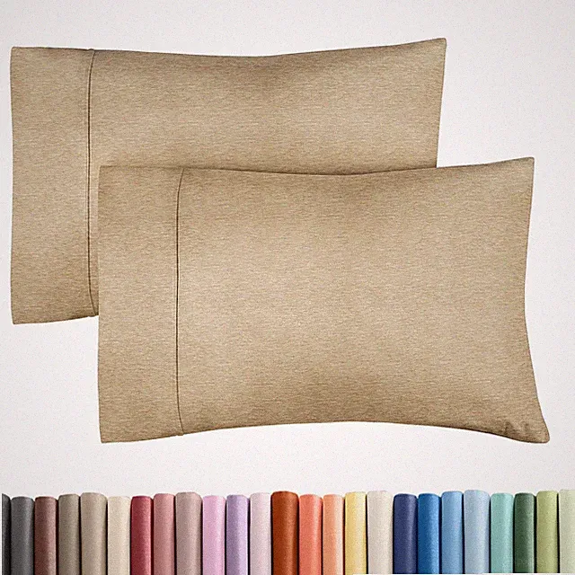 2 Piece King Pillow Covers, Ultra Soft Wrinkle Free, Tan Brown