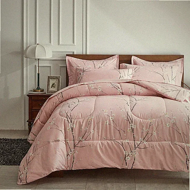 AIKASY Bed in a Bag 7 Pieces Queen Size - Floral Print - Soft Microfiber, Rev...