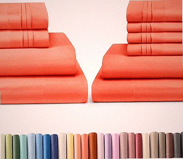 Coral Queen Bed Sheets Set - 4 & 6 Piece Luxury Bedding Collection