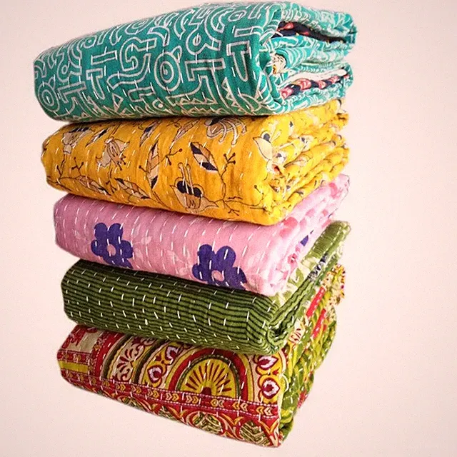 INDIAN VINTAGE WHOLESALE LOT 10 KANTHA BLANKET THROW QUILT HIPPY BOHEMIAN Quilt