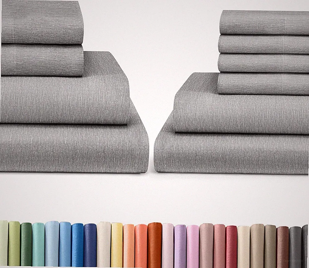 Luxurious Heathered Grey Cal King Bed Sheets Set - 10 Pieces Total
