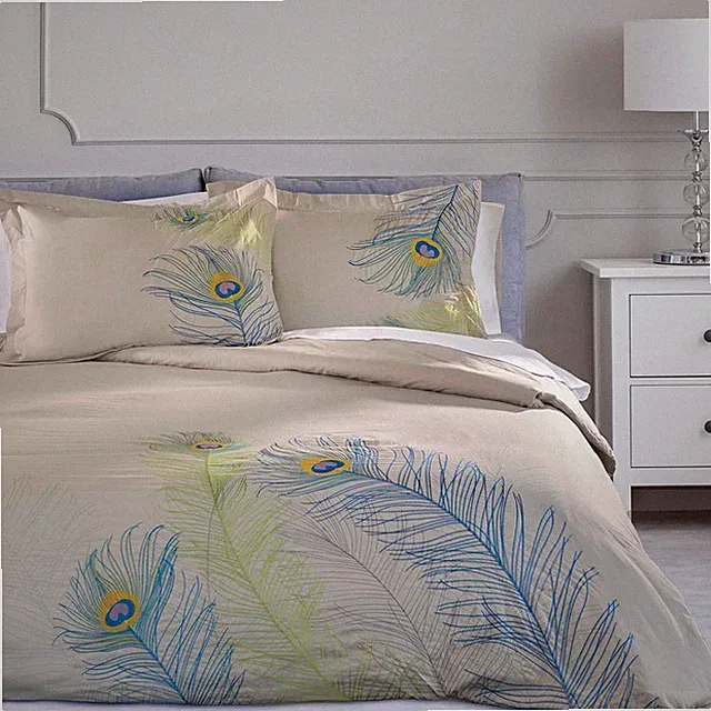 Peacock Embroidered 100% Cotton 3-Piece Duvet Cover Set for Full/Queen