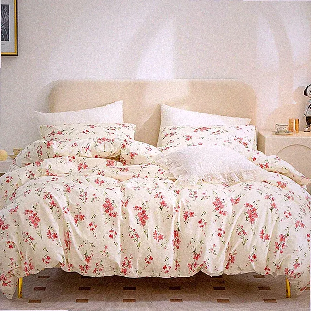 Queen Duvet Cover Floral, Brushed Microfiber 3 Pieces Queen Bedding Set, Gard...