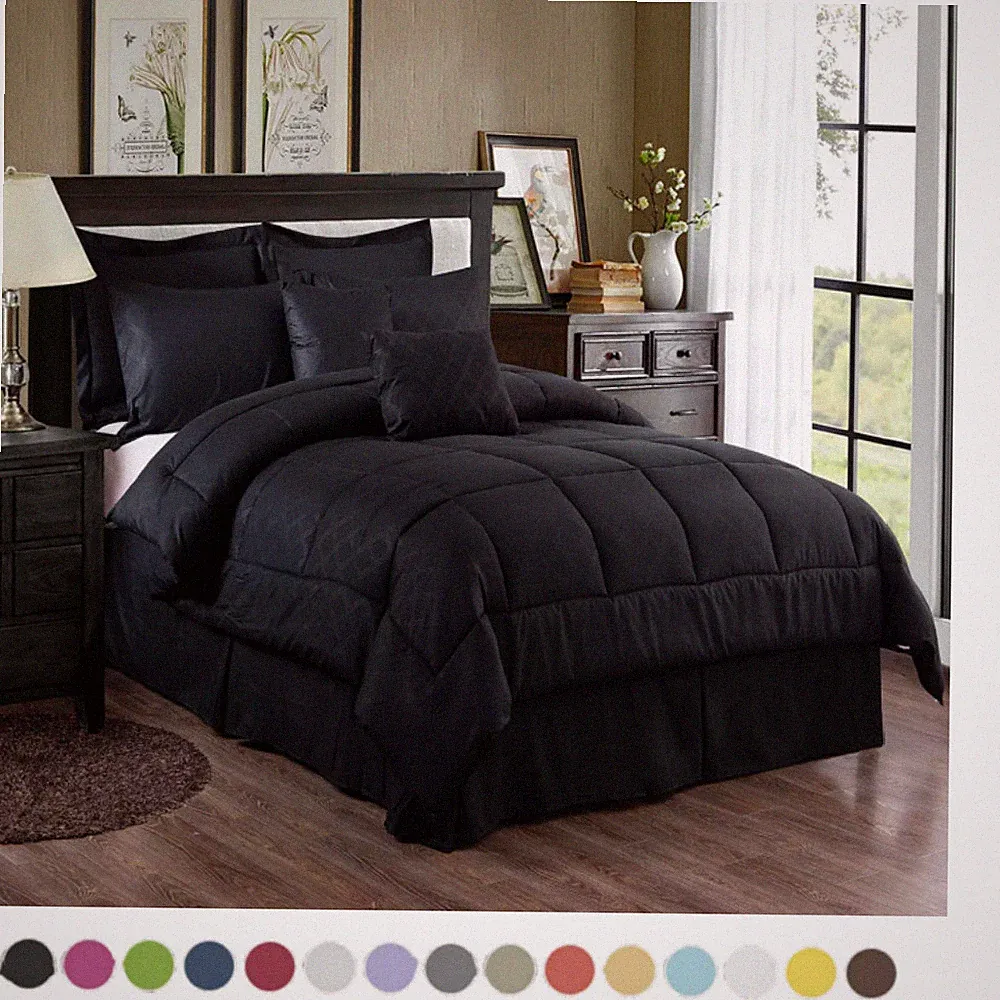 Queen King Comforter Set 10 Pieces Bed in a Bag Winter Bedding Sheet Shams Skirt