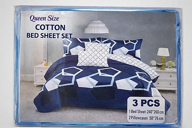Queen Size Cotton Bed Sheet Set – 3 Piece Bedding Set with Pillowcases