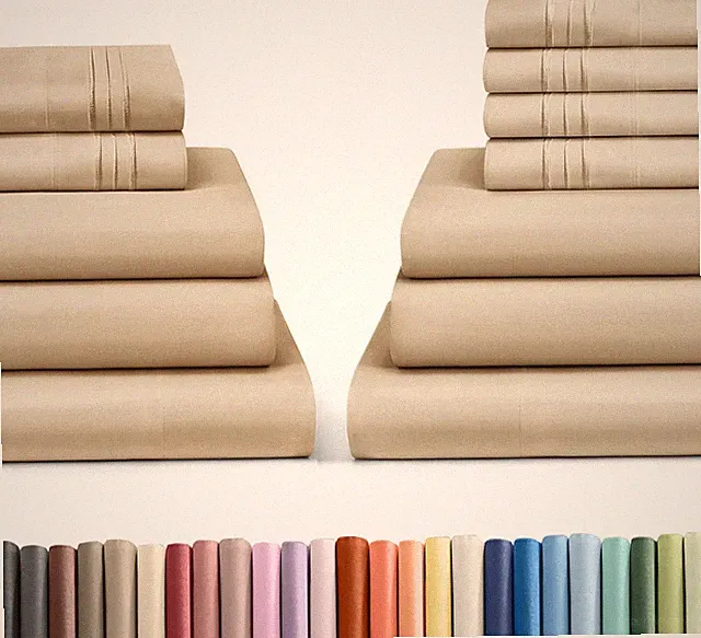 Wheat Split King Bed Sheets Set - 10 Pieces Total