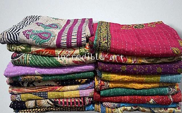 Wholesale Lot Throw Blanket Kantha Quilt Indian Vintage Cotton Bedspreads